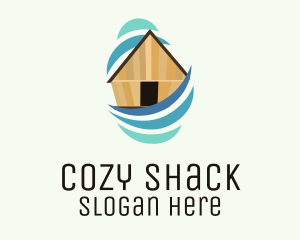 Shack - Tropical Hut Ocean Villa logo design