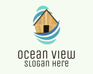 Tropical Hut Ocean  logo design