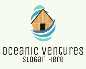 Tropical Hut Ocean  logo design