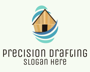 Drafting - Tropical Hut Ocean Villa logo design