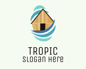 Tropical Hut Ocean  logo design