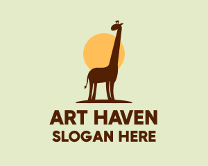 Brown Giraffe Silhouette logo design