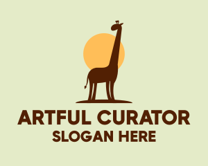 Brown Giraffe Silhouette logo design