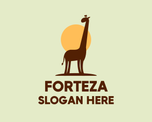 Brown Giraffe Silhouette logo design