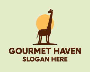 Brown Giraffe Silhouette logo design