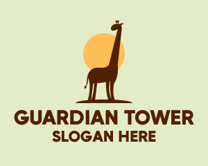 Brown Giraffe Silhouette logo design