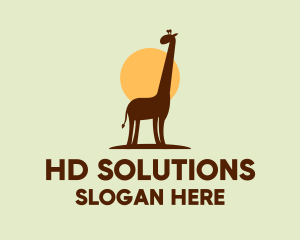 Brown Giraffe Silhouette logo design