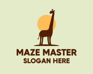 Brown Giraffe Silhouette logo design