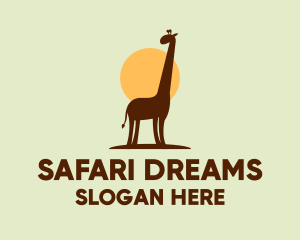 Africa - Brown Giraffe Silhouette logo design