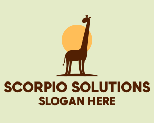 Brown Giraffe Silhouette logo design