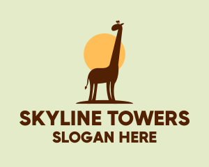 Brown Giraffe Silhouette logo design