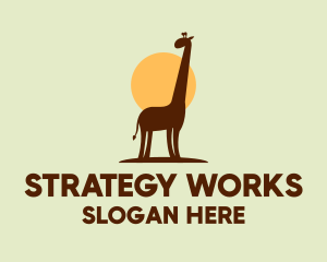 Brown Giraffe Silhouette logo design