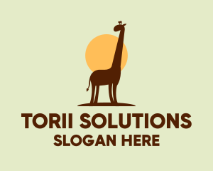 Brown Giraffe Silhouette logo design