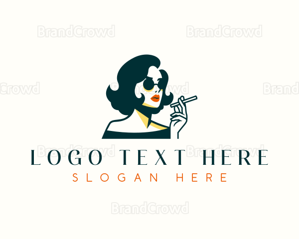 Woman Sunglasses Cigarette Logo