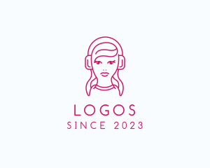 Character - Female DJ Headset logo design