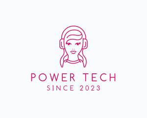 Lady - Female DJ Headset logo design