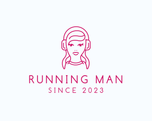 Monoline - Female DJ Headset logo design