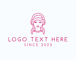 Youtube - Female DJ Headset logo design
