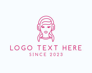 Music Shop - Female DJ Headset logo design