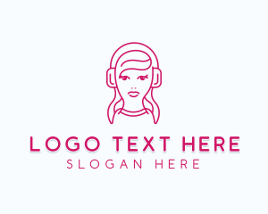 Girl - Female DJ Headset logo design