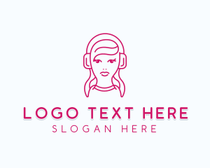 Youtuber - Female DJ Headset logo design