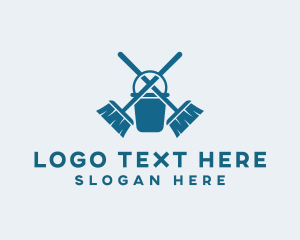 House Cleaning - Broom Bucket Sanitary Cleaning logo design