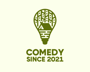 Camp - Green Camping Light Bulb logo design