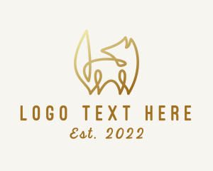 Wolf - Golden Fox Monoline logo design