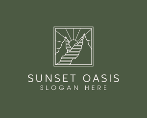 Sunset Mountain Peak logo design