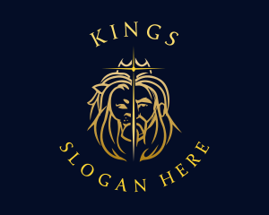 Crown Hunter Lion King logo design