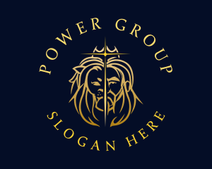 Primal - Crown Hunter Lion King logo design