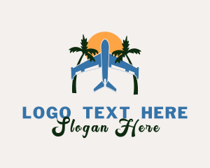 Palm Tree - Airplane Summer Vacation logo design