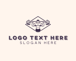 Fitness - Dumbbell Strong Man logo design