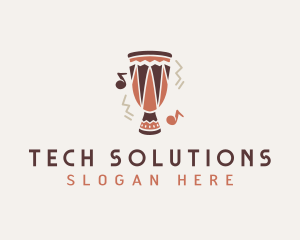 Performer - Ethnic Drum Instrument logo design