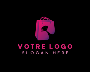 Shopping - Makeup Brush Shopping Bag logo design