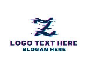 Anaglyph - Glitch Digital Letter Z logo design
