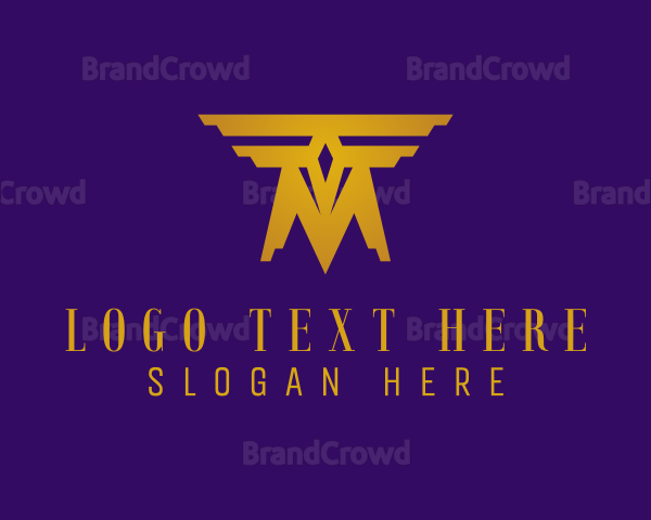 Modern Wings Temple Letter M Logo