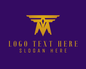 Insignia - Modern Wings Temple Letter M logo design