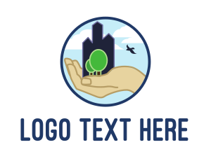 Green - Nature City Hand logo design