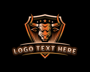 Ox - Horn Bull Shield logo design