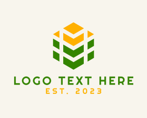 Plant - Agriculture Cube Letter M logo design
