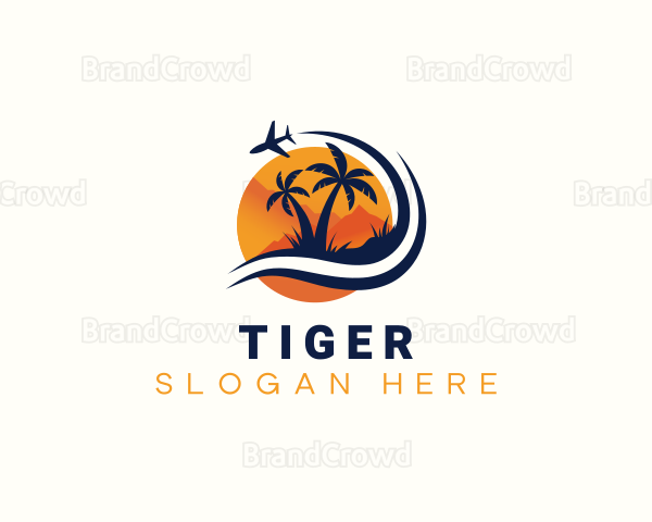 Tropical Airplane Vacation Logo