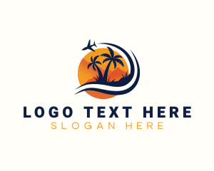 Palm Tree - Tropical Airplane Vacation logo design