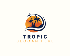 Tropical Airplane Vacation logo design