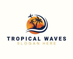 Tropical Airplane Vacation logo design