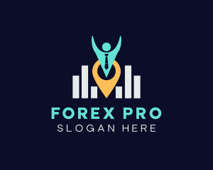 Forex - Human Pin Location Graph logo design