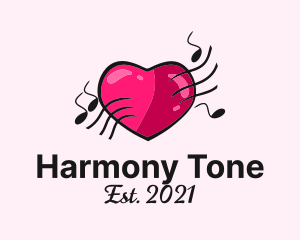 Tone - Music Note Heart logo design