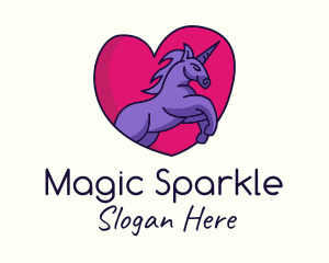 Unicorn Horse Love logo design