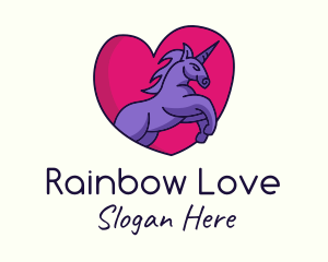 Unicorn Horse Love logo design