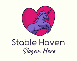 Unicorn Horse Love logo design